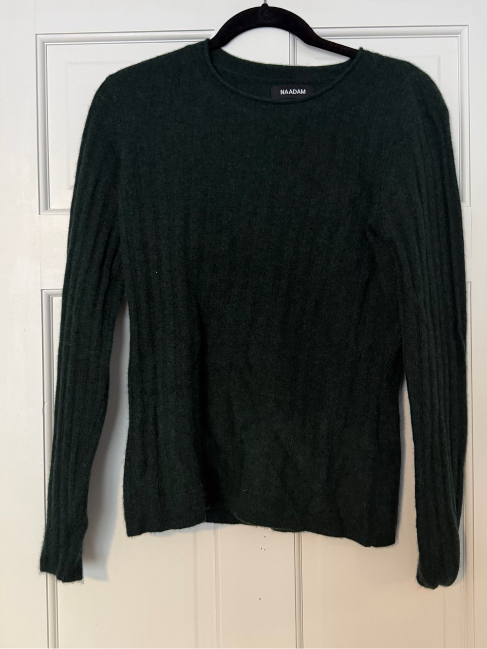 NAADAM Forest Green 100% Cashmere Ribbed Crewneck Sweater